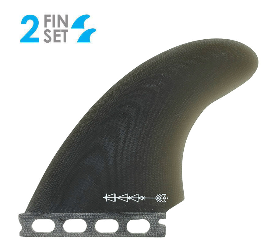 TrueAmes Tappy fin 9.75 センターフィン ボラン クリア Tappy Twin - Futures Compatible (Solid Fiberglass) – True Ames